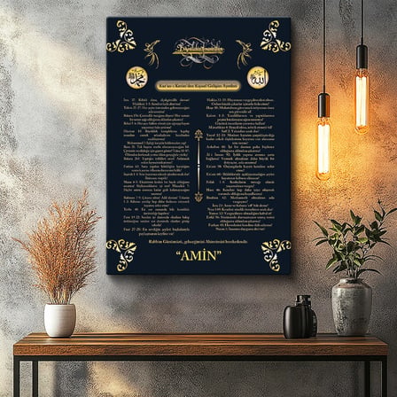Dikey Kanvas Tablo Türkçe Mealli Kişisel Gelişim Ayetleri Dini İslami Tablo Ev Ofis Duvar Dekoru