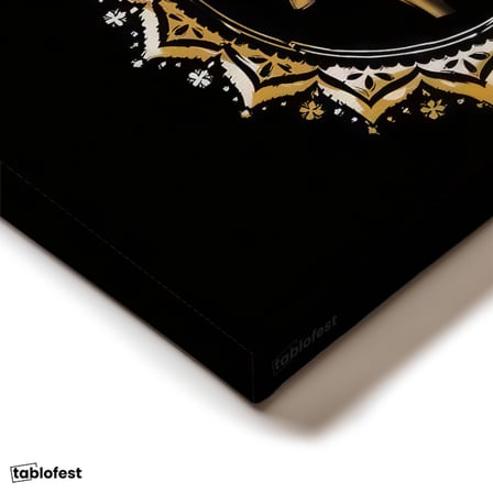 Dikey Kanvas Tablo Hz Muhammed İsmi Altın Görünümlü Mandala Dini İslami Tablo Ev Ofis Duvar Dekoru