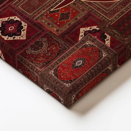 Dikey Kanvas Tablo Elif Vav Harfi Osmanlı Halı Motifli Dini İslami Tablo Ev Ofis Duvar Dekoru
