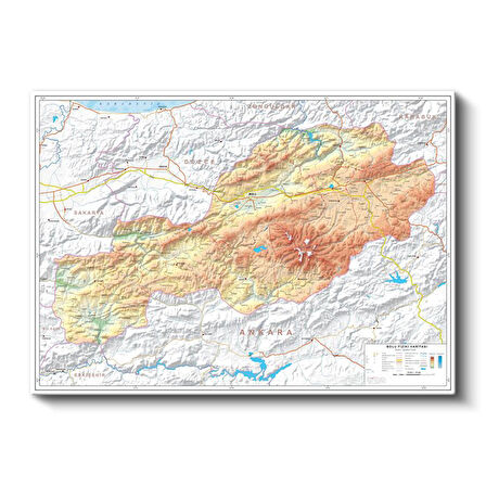 Bolu - Fiziki Haritası Kanvas Tablo