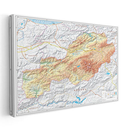 Bolu - Fiziki Haritası Kanvas Tablo