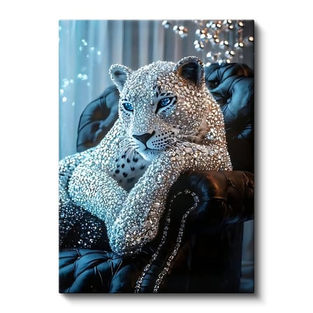 Dikey Kanvas Tablo Kristal Doku Görünümlü Leopar Tablosu Ev Ofis Duvar Dekoru