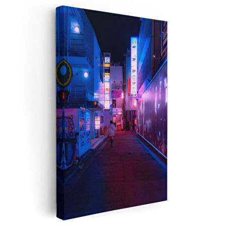 Tokyo Sokakları - Neon Işıklar Kanvas Tablo