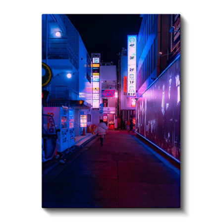 Tokyo Sokakları - Neon Işıklar Kanvas Tablo