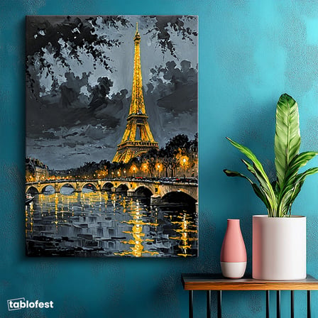Dikey Kanvas Tablo Eyfel Kulesi Paris Şehir Mimari Tablo Ev Ofis Duvar Dekoru