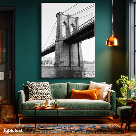 Dikey Kanvas Tablo New York Brooklyn Köprüsü Kemerleri Şehir Mimari Tablo Ev Ofis Duvar Dekoru