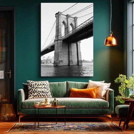 Dikey Kanvas Tablo New York Brooklyn Köprüsü Kemerleri Şehir Mimari Tablo Ev Ofis Duvar Dekoru