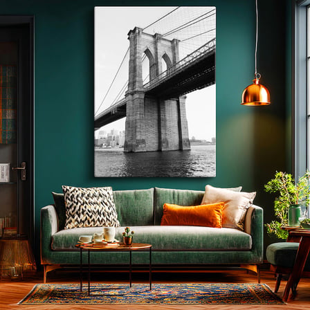 Dikey Kanvas Tablo New York Brooklyn Köprüsü Kemerleri Şehir Mimari Tablo Ev Ofis Duvar Dekoru