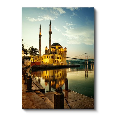 Dikey Kanvas Tablo İstanbul Ortaköy Camii ve Köprü Şehir Mimari Tablo Ev Ofis Duvar Dekoru