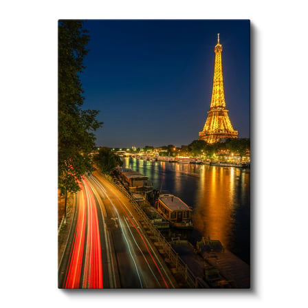 Dikey Kanvas Tablo Paris Eyfel Kulesi Nehir Kenarı Şehir Mimari Tablo Ev Ofis Duvar Dekoru