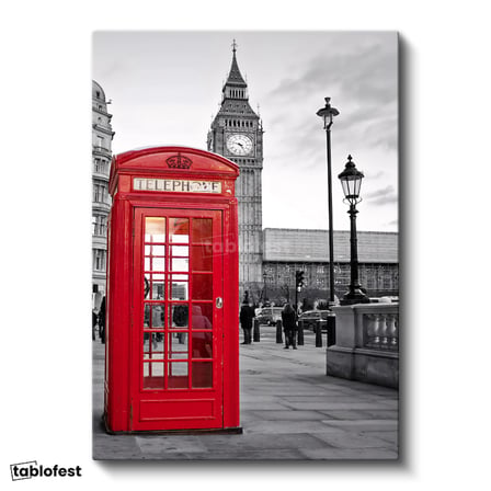 Dikey Kanvas Tablo Londra Telefon Kulübesi ve Big Ben Şehir Mimari Tablo Ev Ofis Duvar Dekoru