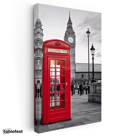 Dikey Kanvas Tablo Londra Telefon Kulübesi ve Big Ben Şehir Mimari Tablo Ev Ofis Duvar Dekoru