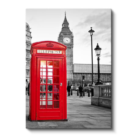 Dikey Kanvas Tablo Londra Telefon Kulübesi ve Big Ben Şehir Mimari Tablo Ev Ofis Duvar Dekoru