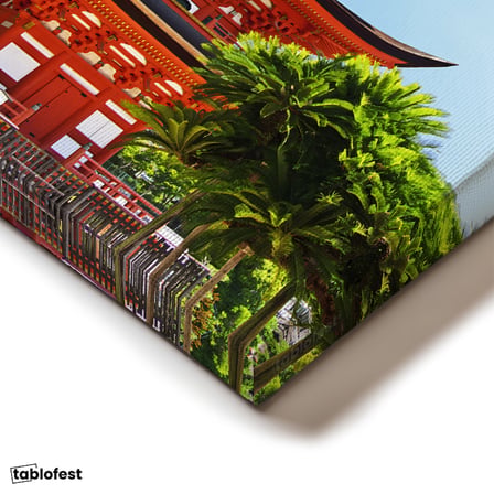 Dikey Kanvas Tablo Kırmızı Japon Tapınağı Pagoda Şehir Mimari Tablo Ev Ofis Duvar Dekoru