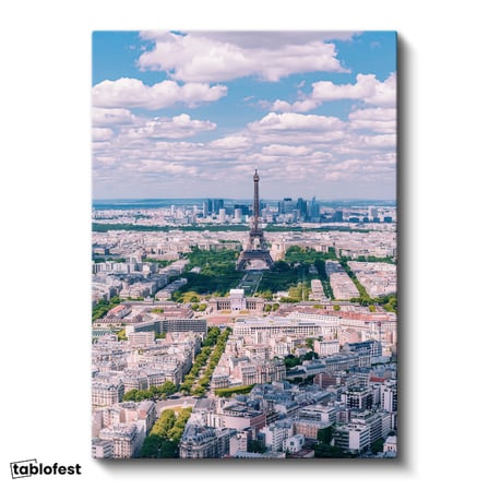 Dikey Kanvas Tablo Paris Şehir Silueti ve Eyfel Şehir Mimari Tablo Ev Ofis Duvar Dekoru