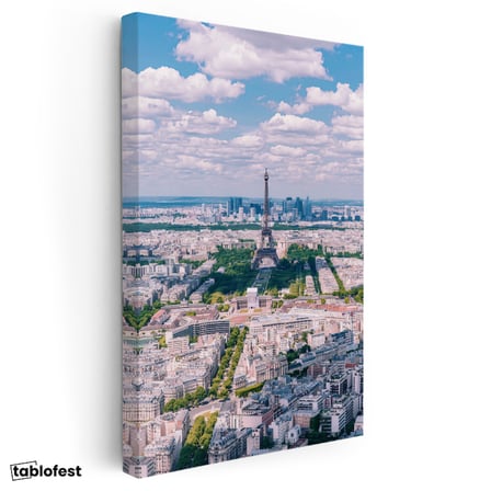 Dikey Kanvas Tablo Paris Şehir Silueti ve Eyfel Şehir Mimari Tablo Ev Ofis Duvar Dekoru