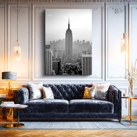 Dikey Kanvas Tablo New York Gökdelenler ve Empire State Şehir Mimari Tablo Ev Ofis Duvar Dekoru