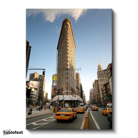 Dikey Kanvas Tablo New York Flatiron Binası Şehir Mimari Tablo Ev Ofis Duvar Dekoru