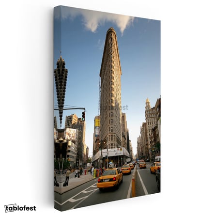 Dikey Kanvas Tablo New York Flatiron Binası Şehir Mimari Tablo Ev Ofis Duvar Dekoru