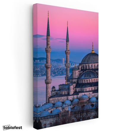 Dikey Kanvas Tablo Sultanahmet Camii Gün Doğumu Renkleri Şehir Mimari Tablo Ev Ofis Duvar Dekoru