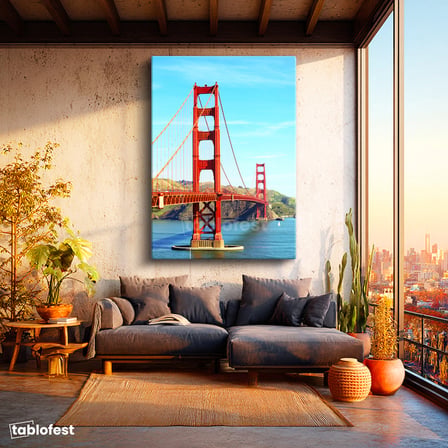 Dikey Kanvas Tablo San Francisco Kırmızı Köprü Kulesi Şehir Mimari Tablo Ev Ofis Duvar Dekoru