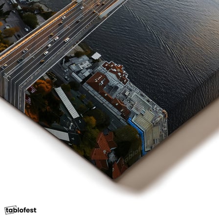 Dikey Kanvas Tablo İstanbul Boğaz Köprüsü ve Trafik Akışı Şehir Mimari Tablo Ev Ofis Duvar Dekoru