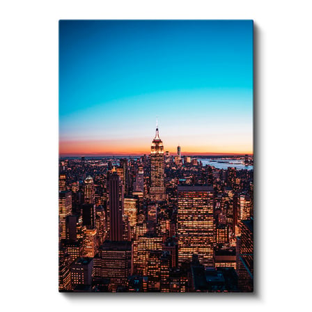 Dikey Kanvas Tablo New York Empire State Gece Manzarası Şehir Mimari Tablo Ev Ofis Duvar Dekoru