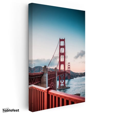 Dikey Kanvas Tablo San Francisco Kırmızı Asma Köprü Şehir Mimari Tablo Ev Ofis Duvar Dekoru