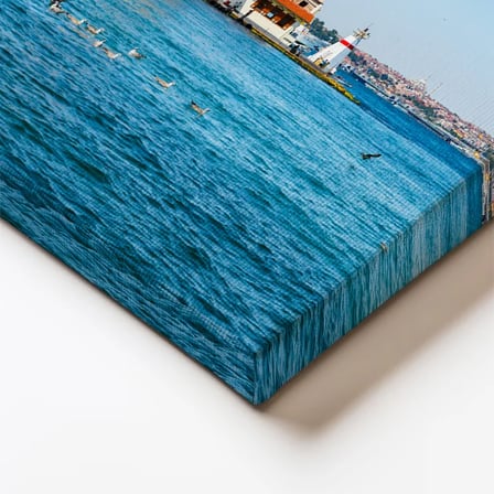 Dikey Kanvas Tablo Kız Kulesi ve Mavi Deniz Manzarası Şehir Mimari Tablo Ev Ofis Duvar Dekoru