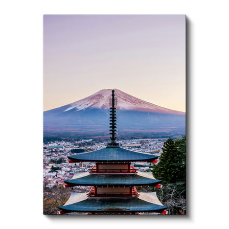 Dikey Kanvas Tablo Japonya Pagoda ve Fuji Dağı Şehir Mimari Tablo Ev Ofis Duvar Dekoru