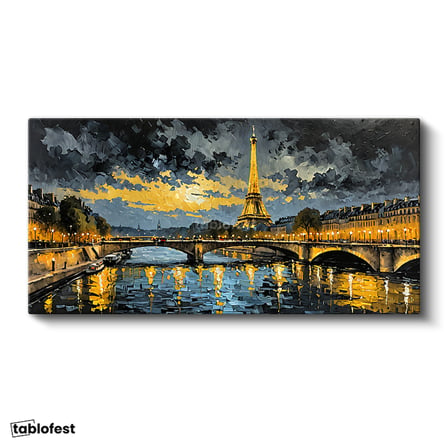 Yatay Panoramik Kanvas Tablo Eyfel Kulesi Paris Şehir Mimari Tablo Ev Ofis Duvar Dekoru