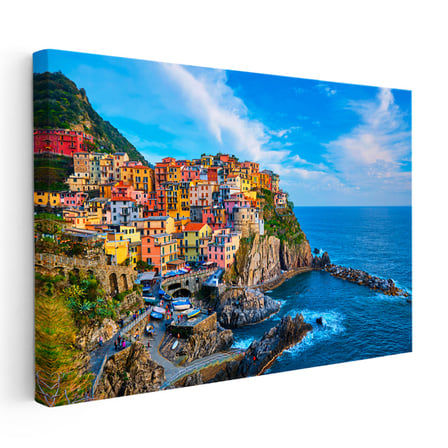 Yatay Kanvas Tablo İtalya Cinque Terre Sahil Kasabası Şehir Mimari Tablo Ev Ofis Duvar Dekoru