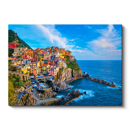 Yatay Kanvas Tablo İtalya Cinque Terre Sahil Kasabası Şehir Mimari Tablo Ev Ofis Duvar Dekoru