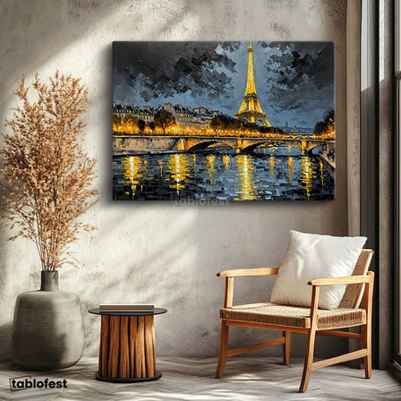 Yatay Kanvas Tablo Paris Eyfel Kulesi Şehir Mimari Tablo Ev Ofis Duvar Dekoru