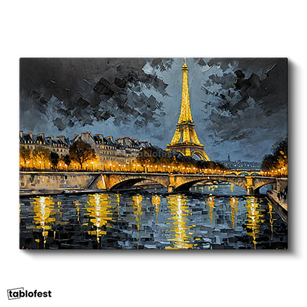 Yatay Kanvas Tablo Paris Eyfel Kulesi Şehir Mimari Tablo Ev Ofis Duvar Dekoru