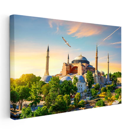 Yatay Kanvas Tablo Ayasofya Camii Tarihi Yarımada Şehir Mimari Tablo Ev Ofis Duvar Dekoru