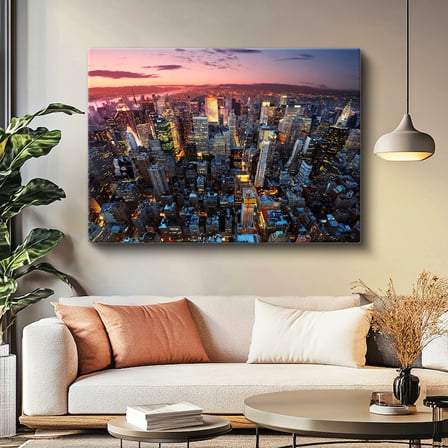 Yatay Kanvas Tablo New York Manhattan Şehir Manzarası Şehir Mimari Tablo Ev Ofis Duvar Dekoru