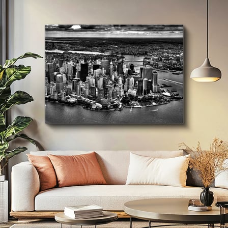 Yatay Kanvas Tablo New York Yarımadası Gökdelenler Şehir Mimari Tablo Ev Ofis Duvar Dekoru
