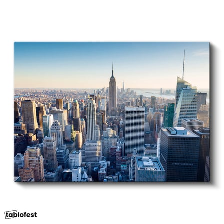 Yatay Kanvas Tablo New York Empire State ve Binalar Şehir Mimari Tablo Ev Ofis Duvar Dekoru