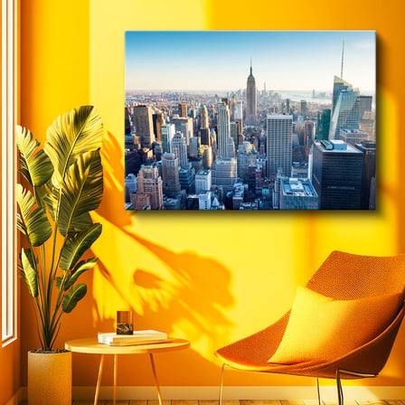 Yatay Kanvas Tablo New York Empire State ve Binalar Şehir Mimari Tablo Ev Ofis Duvar Dekoru