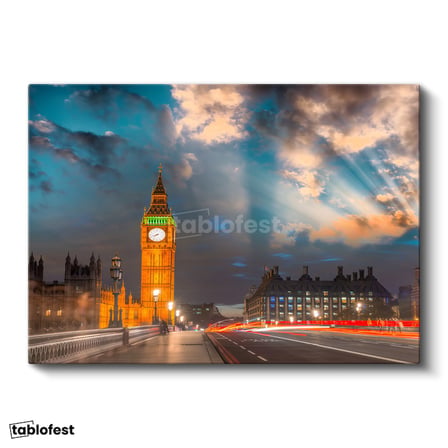 Yatay Kanvas Tablo Londra Big Ben Saat Kulesi Şehir Mimari Tablo Ev Ofis Duvar Dekoru