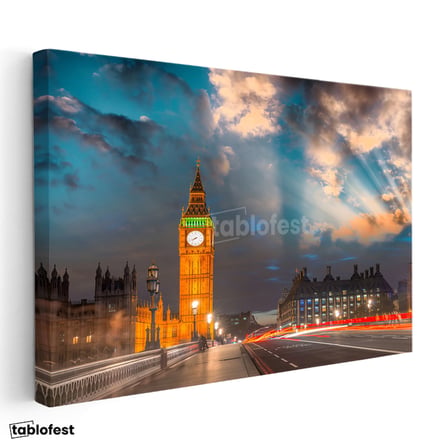 Yatay Kanvas Tablo Londra Big Ben Saat Kulesi Şehir Mimari Tablo Ev Ofis Duvar Dekoru