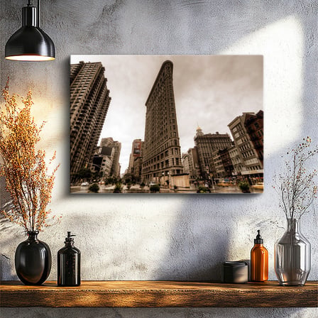 Yatay Kanvas Tablo New York Flatiron Binası Şehir Mimari Tablo Ev Ofis Duvar Dekoru