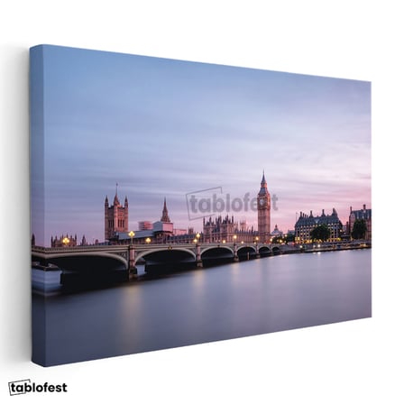 Yatay Kanvas Tablo Londra Westminster Sarayı ve Köprü Şehir Mimari Tablo Ev Ofis Duvar Dekoru