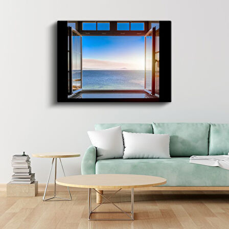 Deniz Manzarası - Pencereden Sonsuzluğa Açılan Huzur Kanvas Tablo