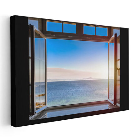 Deniz Manzarası - Pencereden Sonsuzluğa Açılan Huzur Kanvas Tablo