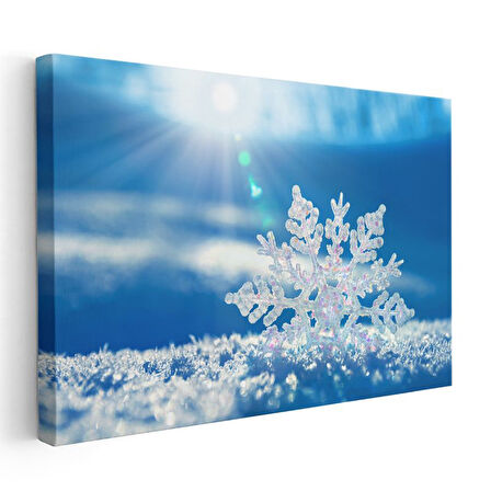 Kristal Kar Tanesi - Mavi Gökyüzü Altında Parıldayan Doğa Mucizesi Kanvas Tablo