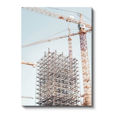 Dikey Kanvas Tablo Çelik Yapı İskeleti Ve Vinçler İnşaat Mühendisi Tablosu Ev Ofis Duvar Dekoru