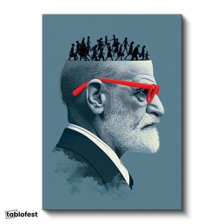 Dikey Kanvas Tablo Sigmund Freud Zihin Psikoloji Tablosu Ev Ofis Duvar Dekoru