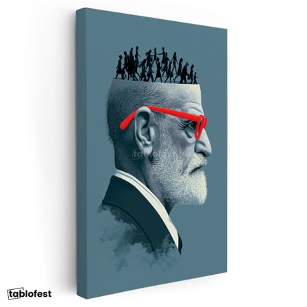 Dikey Kanvas Tablo Sigmund Freud Zihin Psikoloji Tablosu Ev Ofis Duvar Dekoru